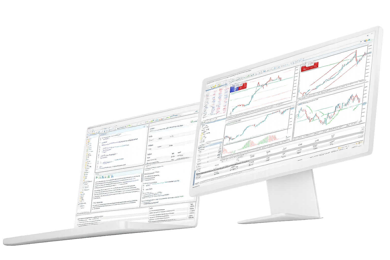 MetaTrader 5 terminal with charts, orders, and market panels